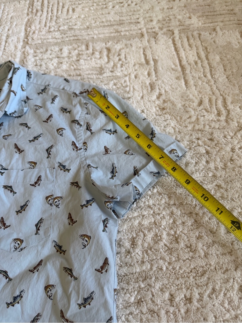 J Crew Mercantile Light Blue Short-Sleeve Printed Men's Shirt - Picture 5 of 6